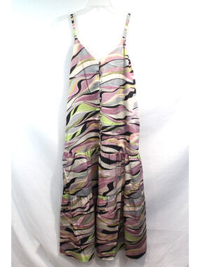 Ted Baker London Warrenn Cami Dress size 8/10 US Pink 1/2 Button Up Ruffle Hem
